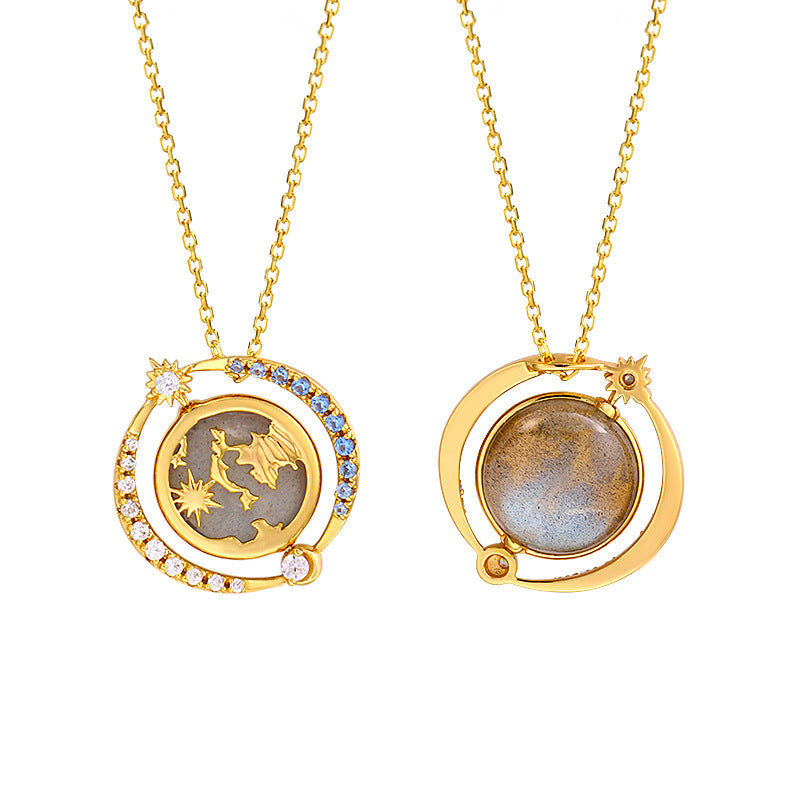 Romantic Planet Labradorite Necklace – Celestial 925 Sterling Silver Jewelry
