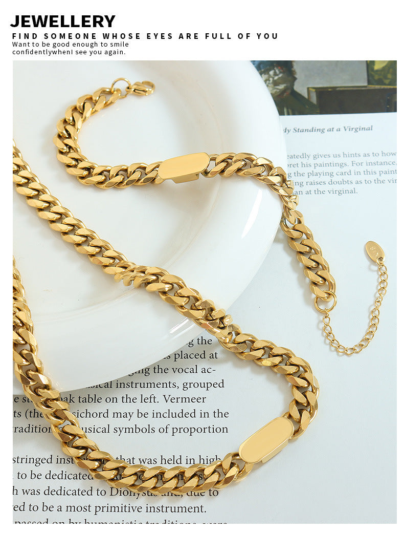 Titanium Steel Cuban Link Necklace and Bracelet – Modern Minimalist Jewelry
