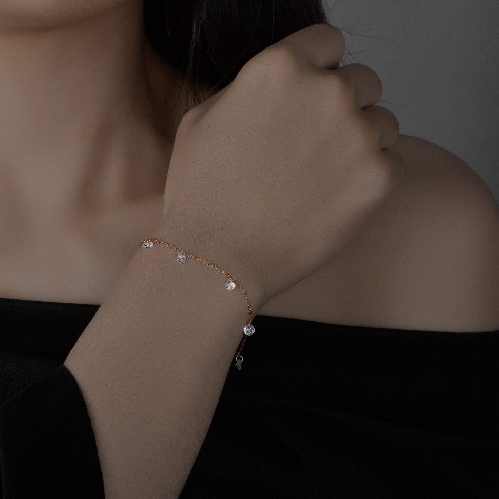 Sterling Silver Super Flash Zircon Bracelet – Adjustable Minimalist Zircon Charm Jewelry for Women