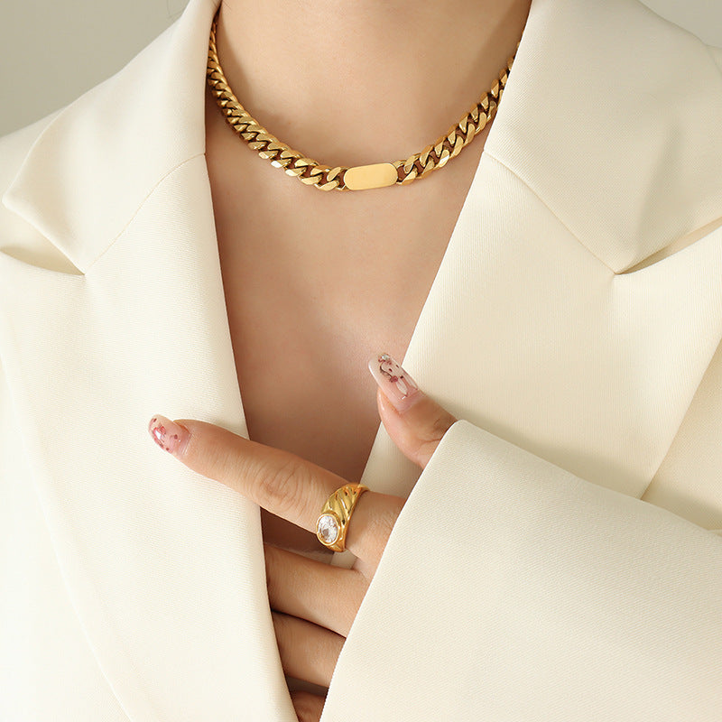Titanium Steel Cuban Link Necklace and Bracelet – Modern Minimalist Jewelry