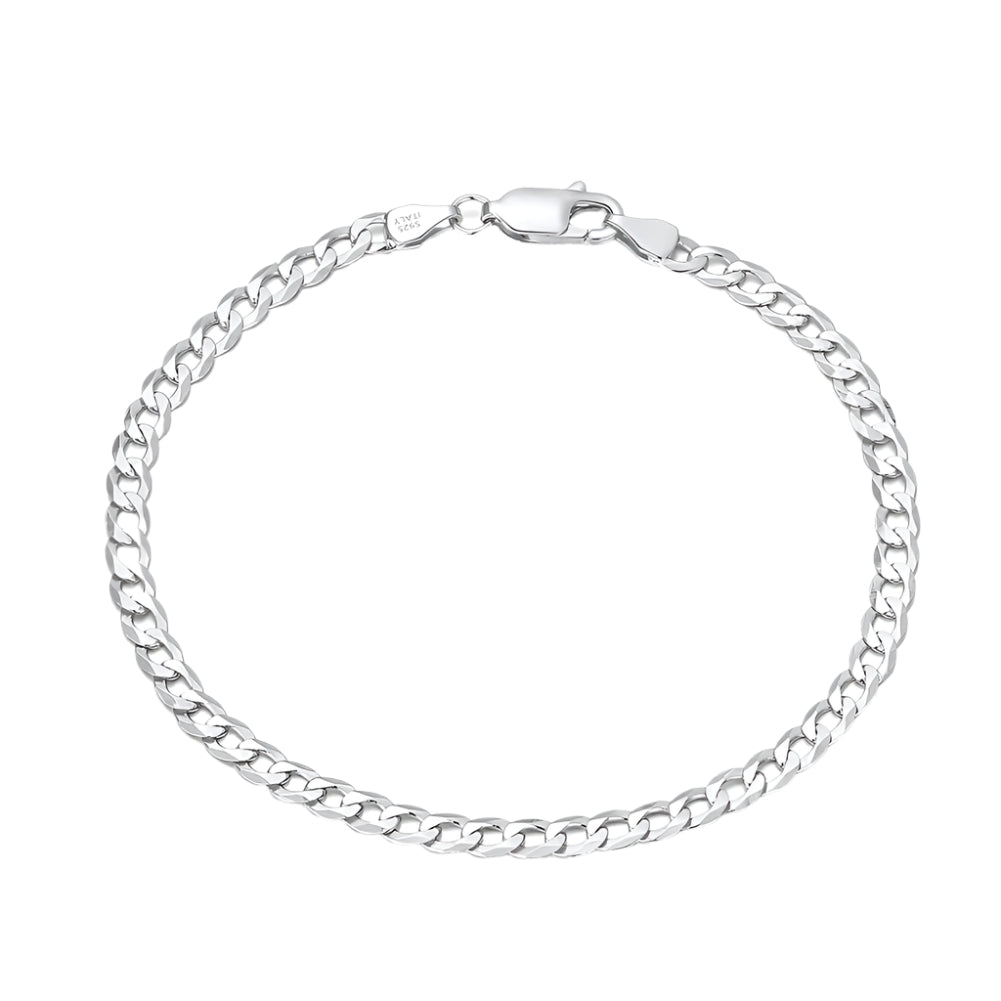 Sterling Silver Carved Flower Chain Bracelet – Minimalist Modern Jewelry