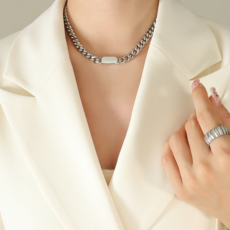 Titanium Steel Cuban Link Necklace and Bracelet – Modern Minimalist Jewelry