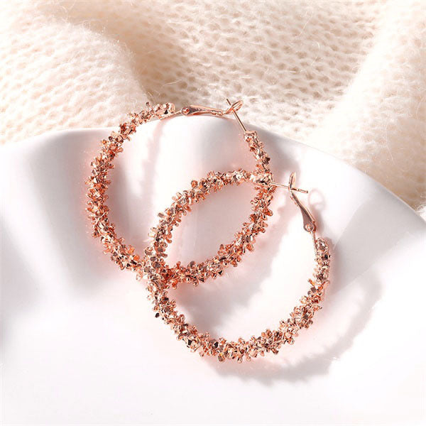 Round Alloy Hoop Earrings Set – Trendy Retro Gold Design for a Bold Look