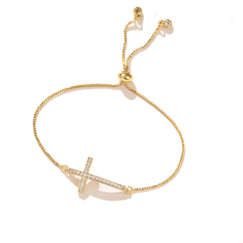 Zircon Cross Bracelet – Elegant Unisex Faith Jewelry