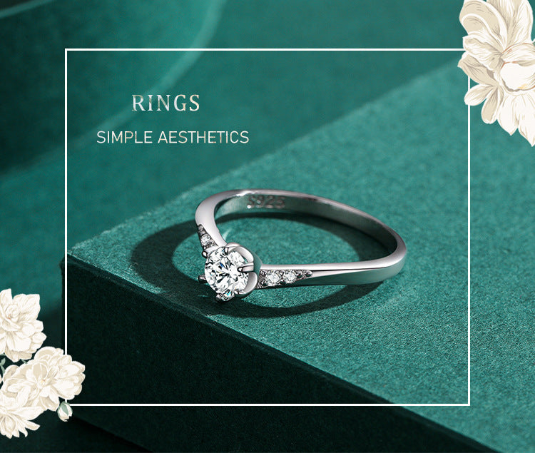 Classic Solitaire Accent Ring - S925 Sterling Silver