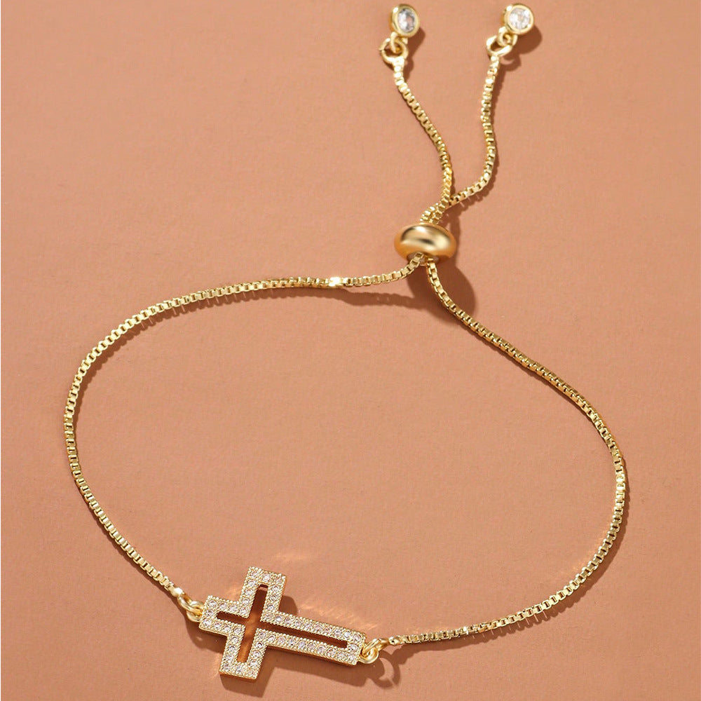 Zircon Cross Bracelet – Elegant Unisex Faith Jewelry