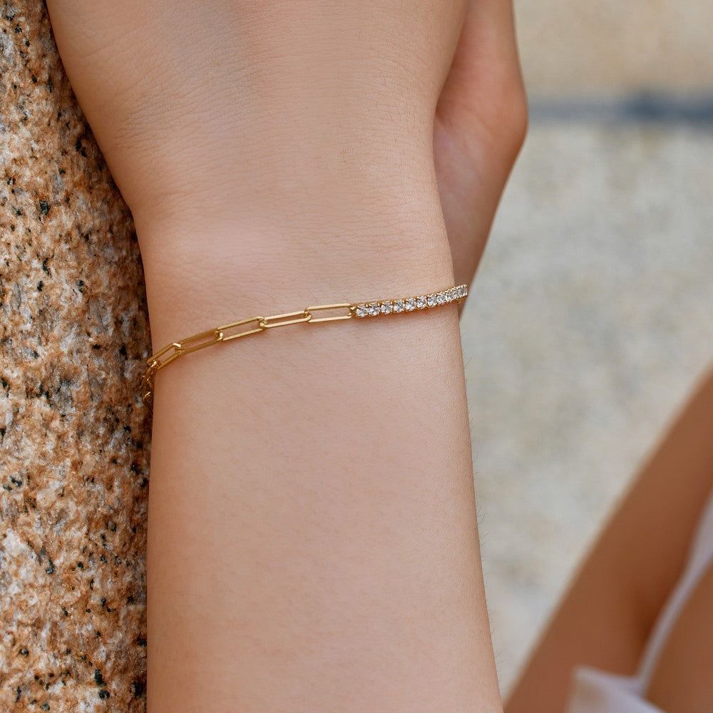 925 Sterling Silver Double Clip Tennis Bracelet – Elegant Women's Jewelry