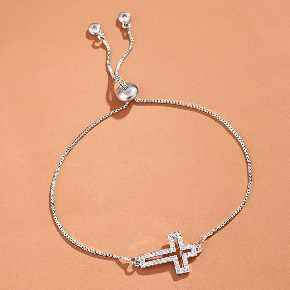 Zircon Cross Bracelet – Elegant Unisex Faith Jewelry