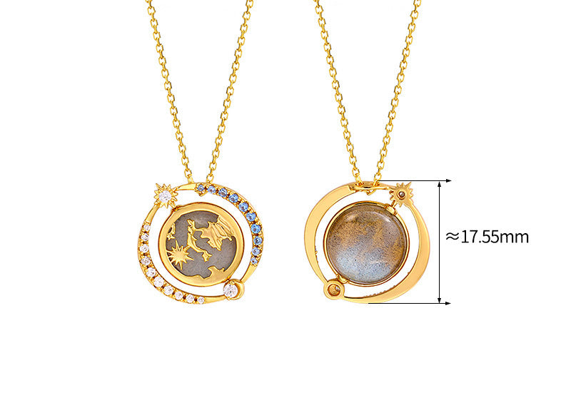 Romantic Planet Labradorite Necklace – Celestial 925 Sterling Silver Jewelry