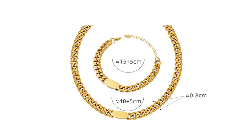 Titanium Steel Cuban Link Necklace and Bracelet – Modern Minimalist Jewelry