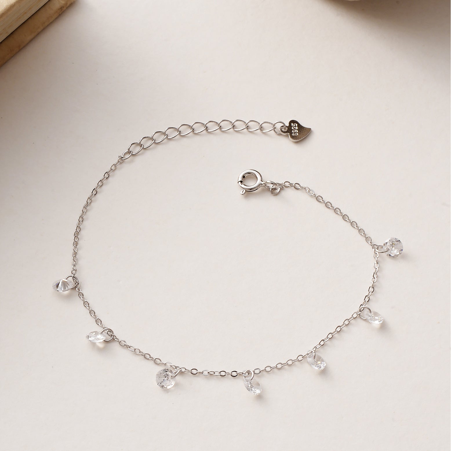 Sterling Silver Super Flash Zircon Bracelet – Adjustable Minimalist Zircon Charm Jewelry for Women