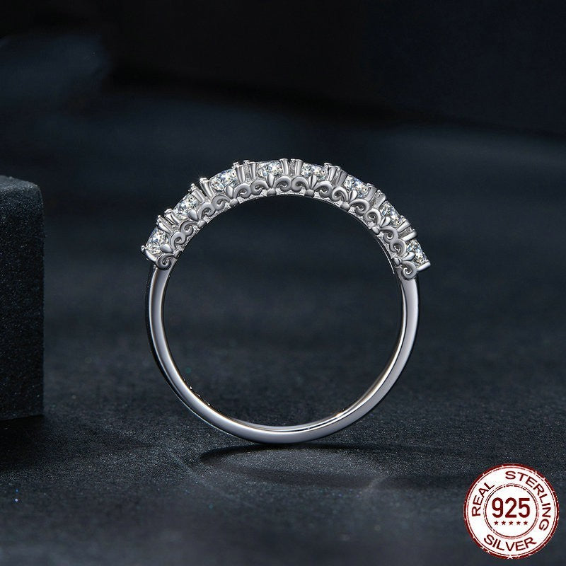 Moissanite Sterling Silver Band Ring - S925 Sterling Silver