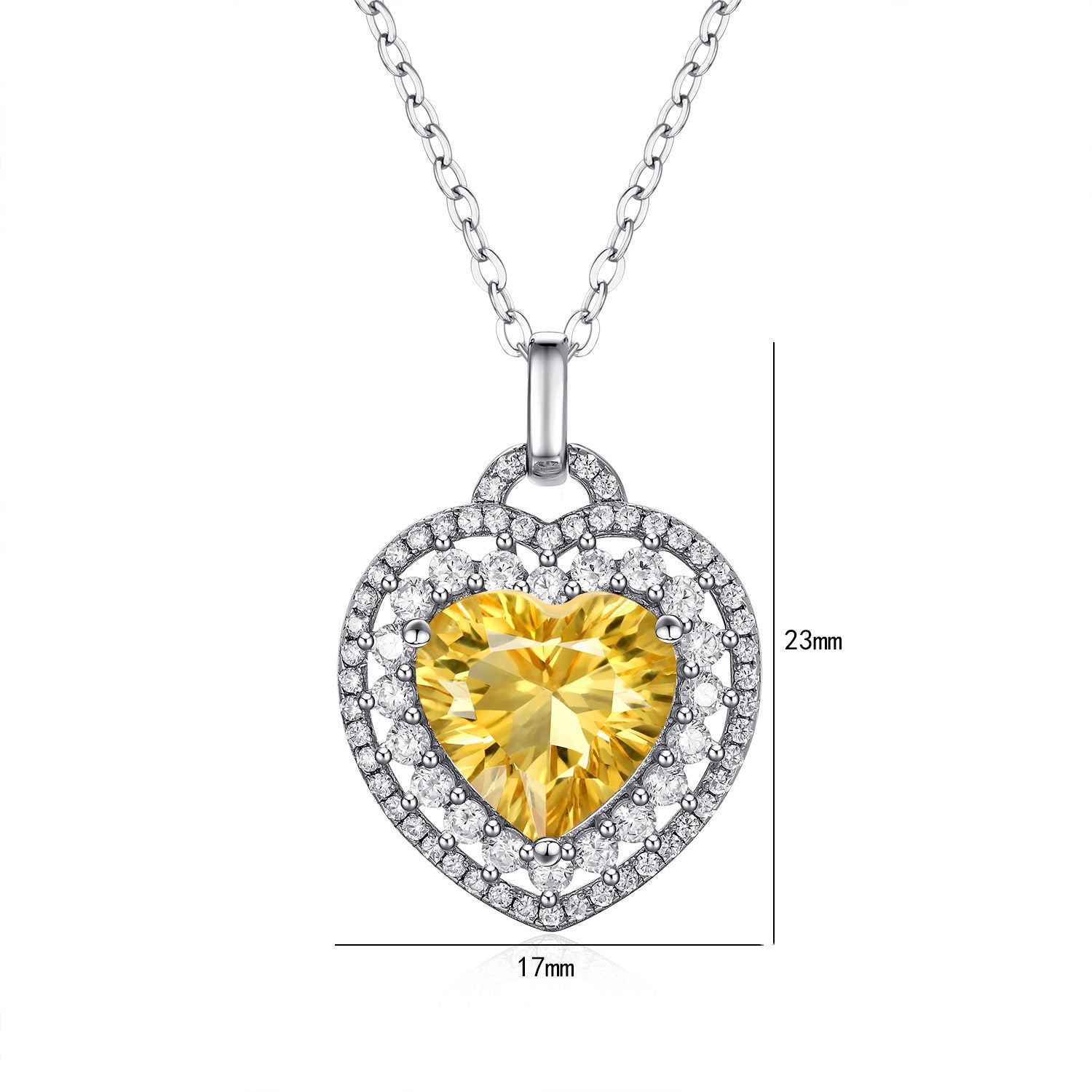 Natural Heart Shape Citrine Necklace – Exquisite Women's 925 Silver
