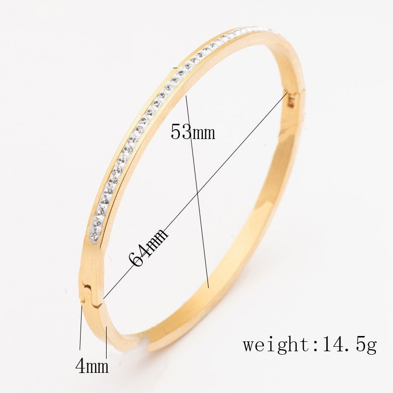 Single Row Diamond-Set Stainless Steel Bracelet – Modern Minimalist Jewelry