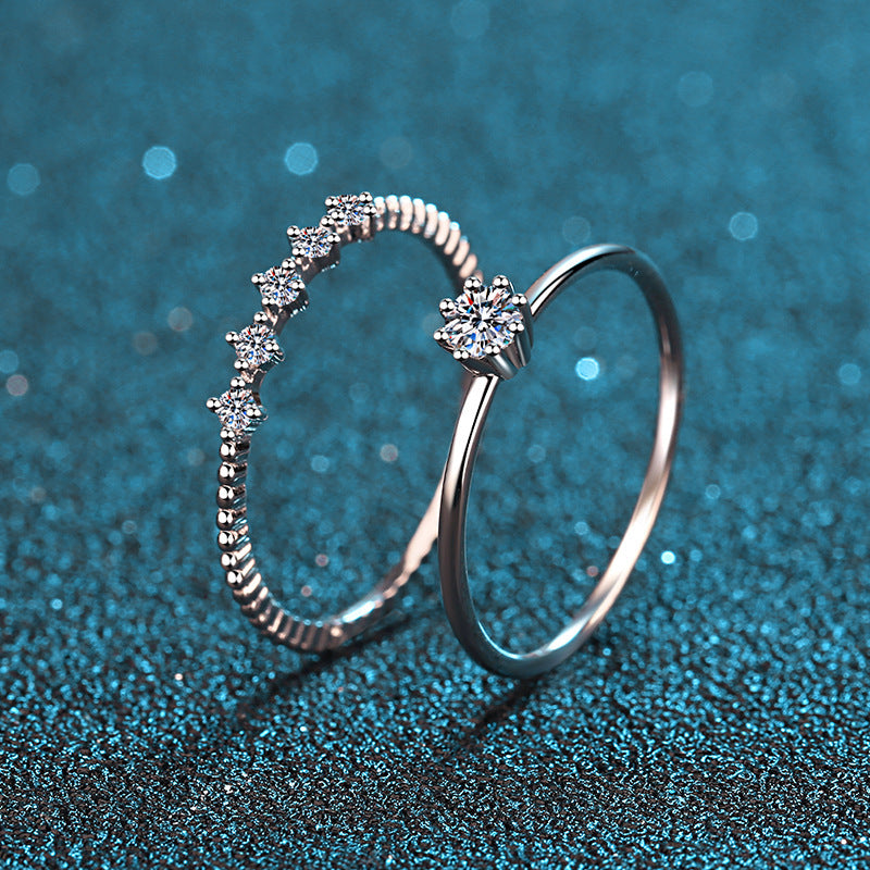 Moissanite Crown Silver Ring