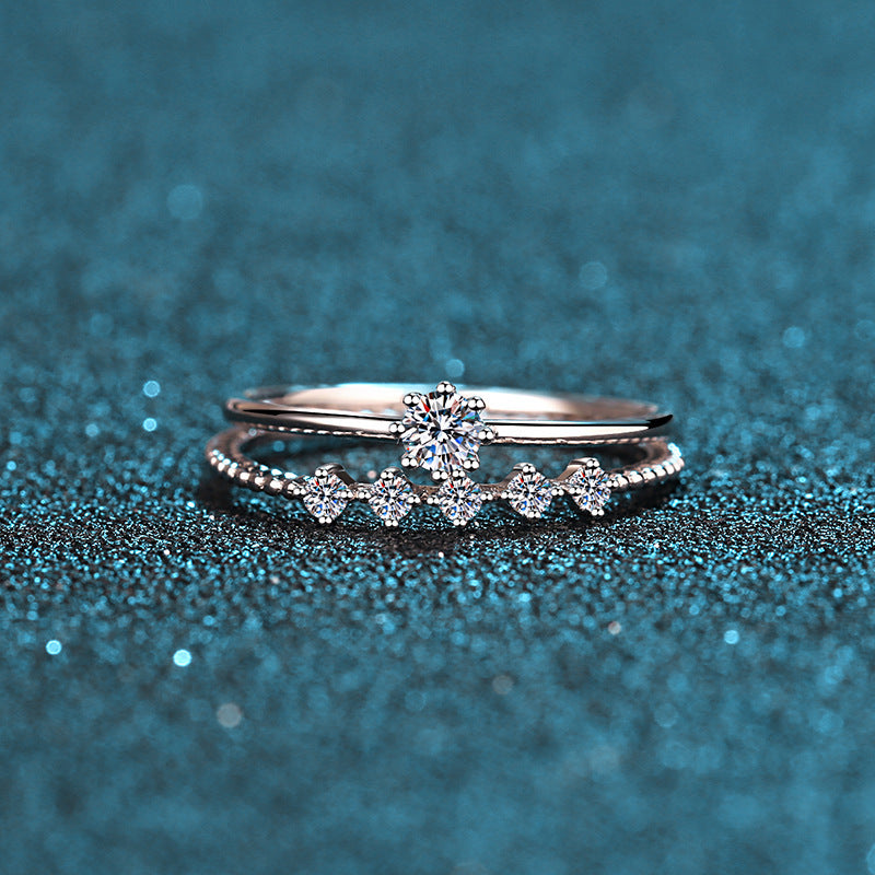 Moissanite Crown Silver Ring