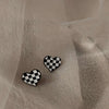 Chessboard Plaid Love Earrings Set – High-Grade, Trendy Cold Style for a Bold Look