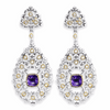 Luxury 925 Silver Plated Natural Amethyst Drop Earrings