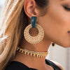 Korean Vintage Rattan Hoop Earrings – Stylish Teardrop Design with Acetic Acid Material for Women