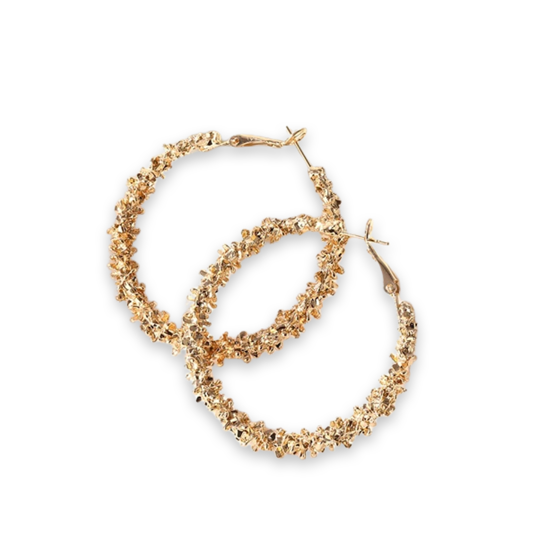 Round Alloy Hoop Earrings Set – Trendy Retro Gold Design for a Bold Look