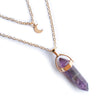 Lunara Prism – Double-Layer Moon & Amethyst Column Necklace