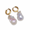 S925 Silver Retro Simple Large Baroque Pearl Earrings