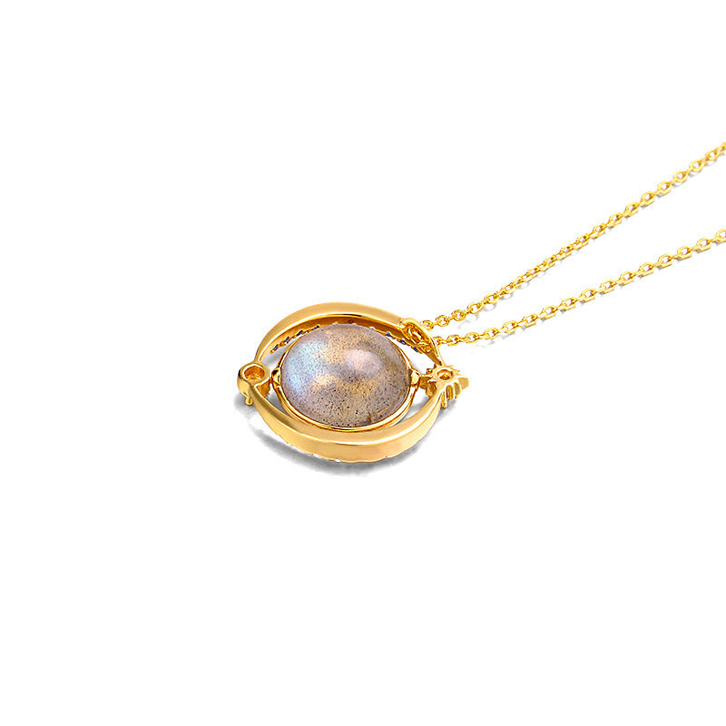 Romantic Planet Labradorite Necklace – Celestial 925 Sterling Silver Jewelry