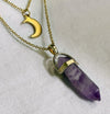 Lunara Prism – Double-Layer Moon & Amethyst Column Necklace