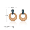 Korean Vintage Rattan Hoop Earrings – Stylish Teardrop Design with Acetic Acid Material for Women