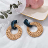 Korean Vintage Rattan Hoop Earrings – Stylish Teardrop Design with Acetic Acid Material for Women