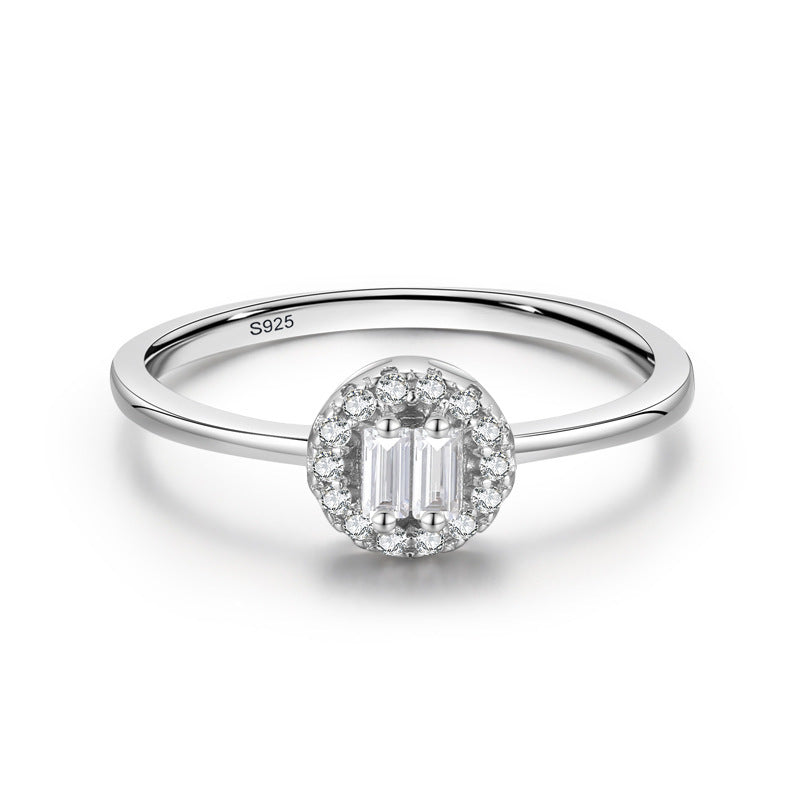 Radiant Baguette Halo Ring - S925 Sterling Silver