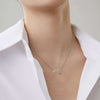 Fashion ECG Necklace – Versatile Women's Jewelry Simple S925 Silver Emerald Pendant Collar Chain
