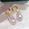 S925 Silver Retro Simple Large Baroque Pearl Earrings