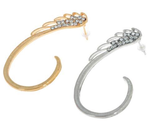 Feather Earrings Oorbellen – New Punk Clip Earrings in Gold and Silver