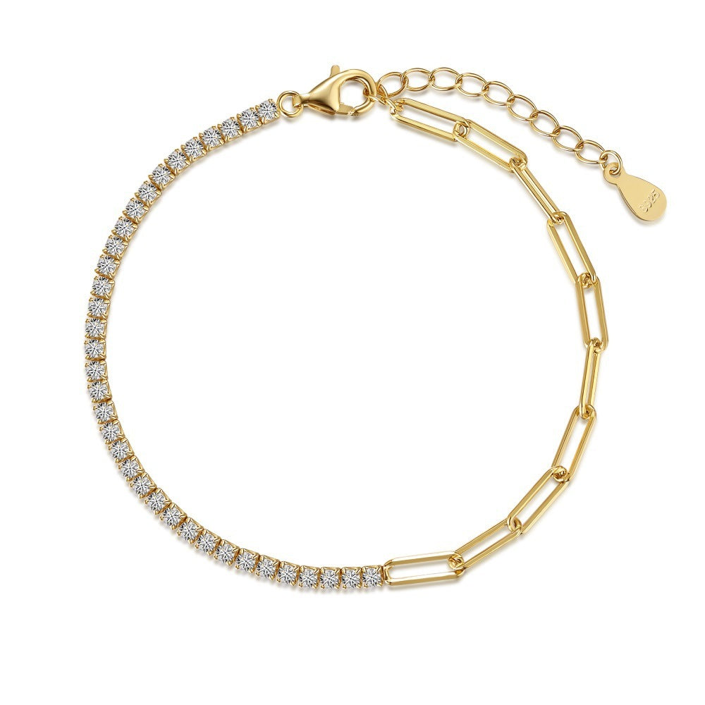 925 Sterling Silver Double Clip Tennis Bracelet – Elegant Women's Jewelry