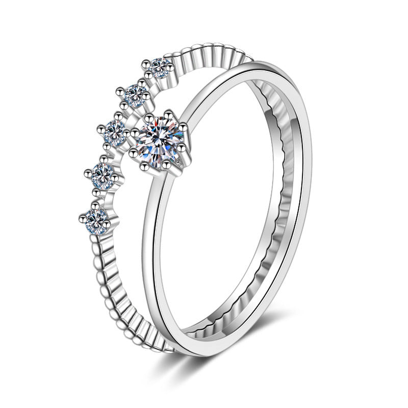 Moissanite Crown Silver Ring