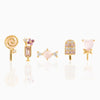 Summer Ice Cream Drink Earrings Set – 5-Piece Zircon Studs in 18K Brass for Women