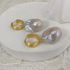 S925 Silver Retro Simple Large Baroque Pearl Earrings