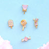 Summer Ice Cream Drink Earrings Set – 5-Piece Zircon Studs in 18K Brass for Women