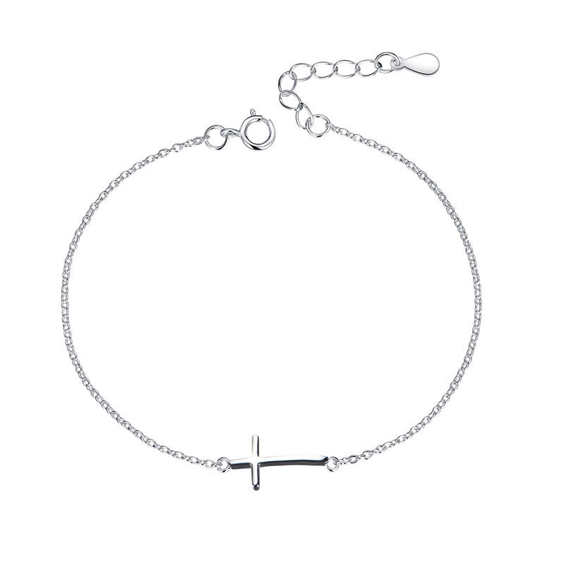 925 Sterling Silver Cross Bracelet – Minimalist Faith Jewelry for Women