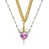 Valoria Bladeheart – Crystal Heart & Sword Necklace Set