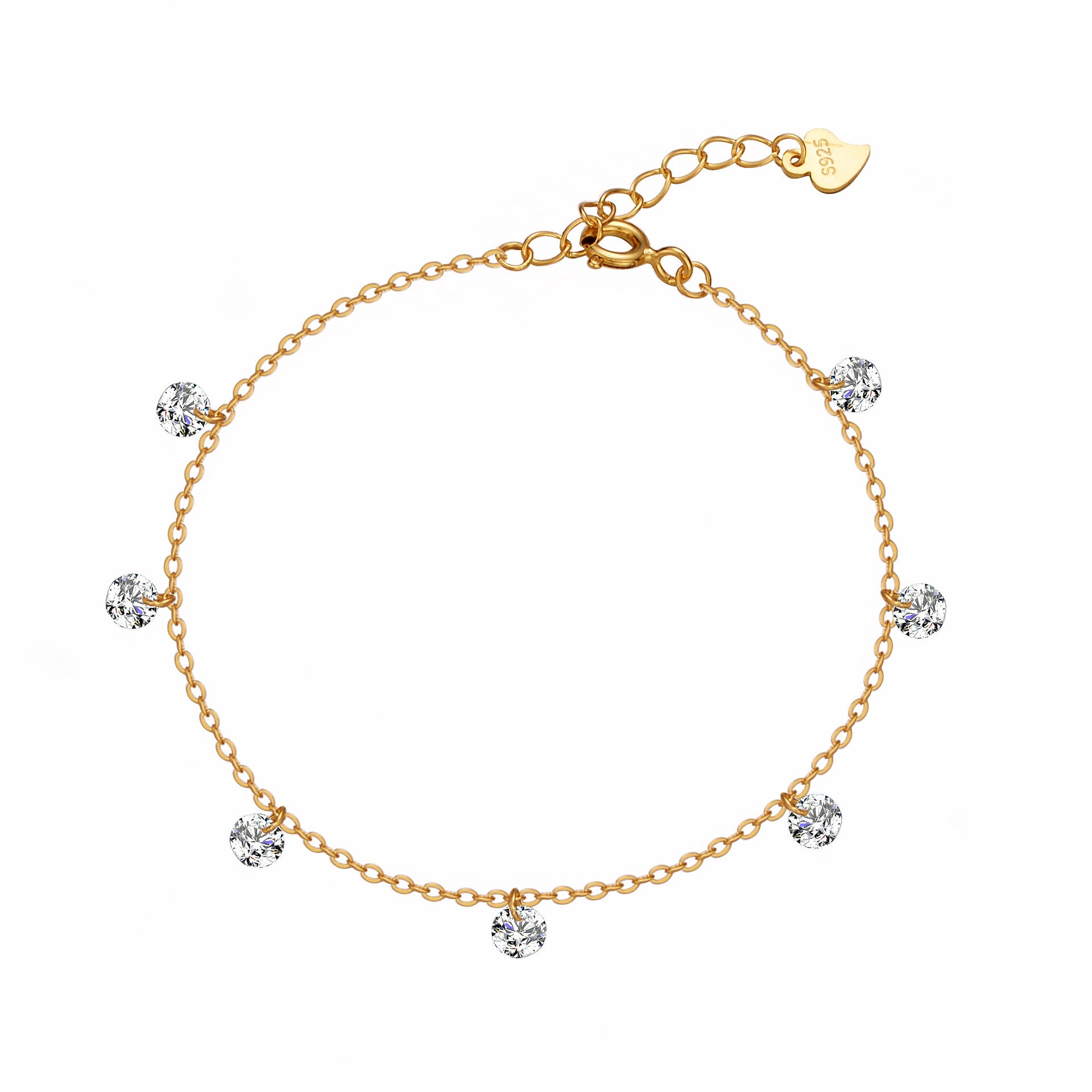 Sterling Silver Super Flash Zircon Bracelet – Adjustable Minimalist Zircon Charm Jewelry for Women
